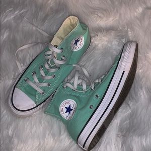 Unisex aqua-teal high top converse